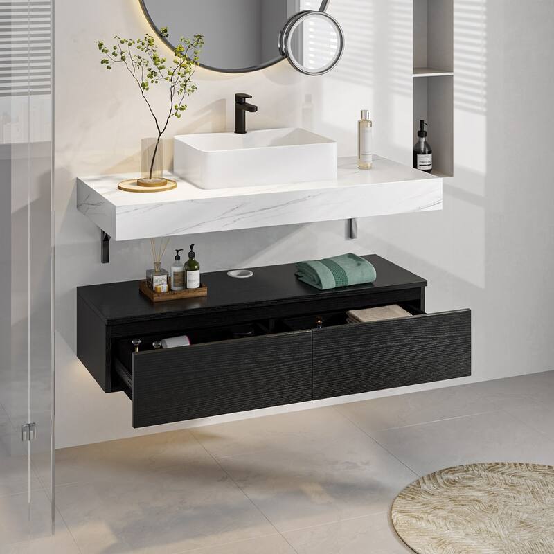 Moasis 48" Wall Mounted Single Bathroom Vanity with 2 Drawer